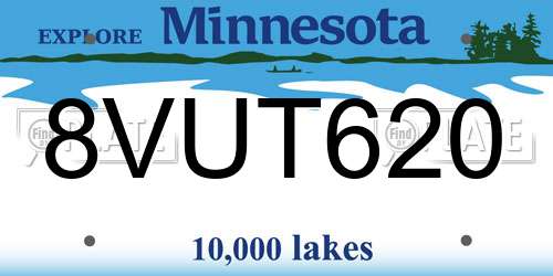 8VUT620 Minnesota License Plate
