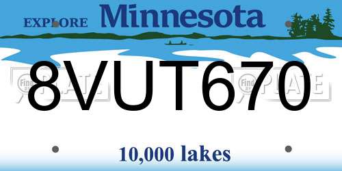 8VUT670 Minnesota License Plate