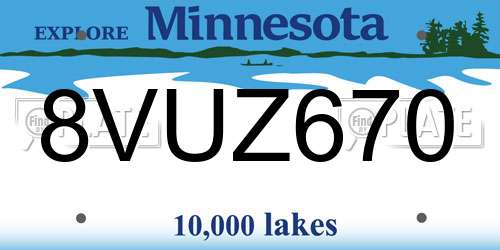 8VUZ670 Minnesota License Plate