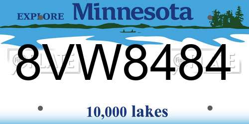 8VW8484 Minnesota License Plate