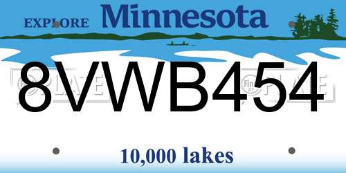 8VWB454 Minnesota License Plate