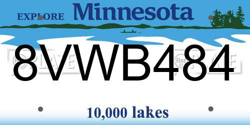 8VWB484 Minnesota License Plate