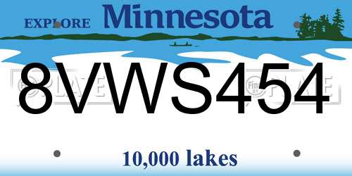 8VWS454 Minnesota License Plate