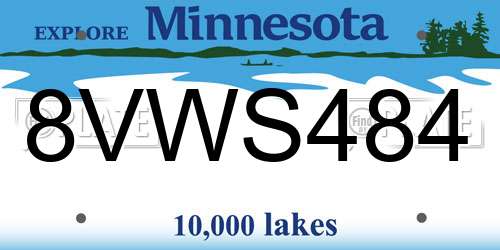 8VWS484 Minnesota License Plate