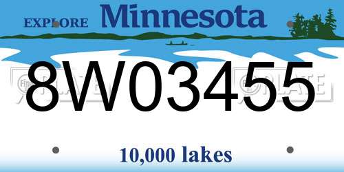 8W03455 Minnesota License Plate