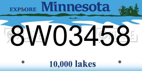 8W03458 Minnesota License Plate