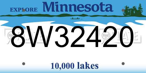 8W32420 Minnesota License Plate