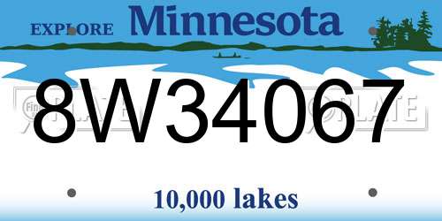 8W34067 Minnesota License Plate