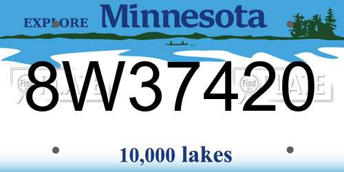 8W37420 Minnesota License Plate