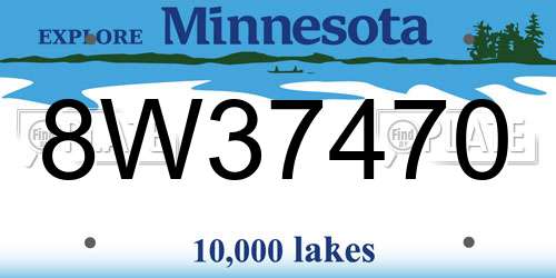 8W37470 Minnesota License Plate