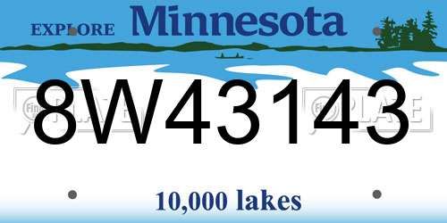 8W43143 Minnesota License Plate