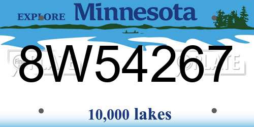 8W54267 Minnesota License Plate