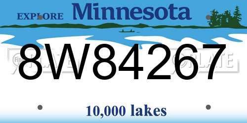 8W84267 Minnesota License Plate
