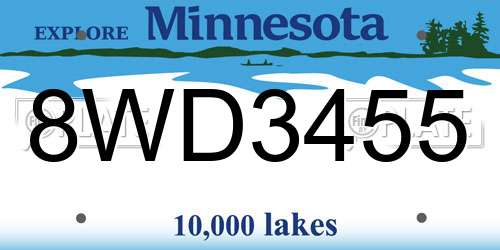 8WD3455 Minnesota License Plate