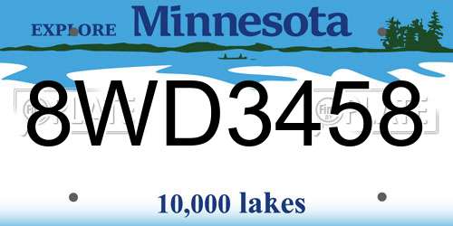 8WD3458 Minnesota License Plate