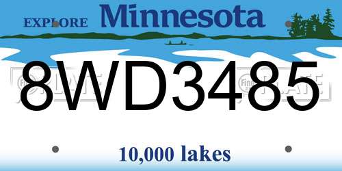 8WD3485 Minnesota License Plate