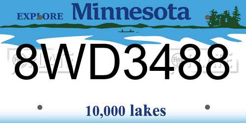 8WD3488 Minnesota License Plate