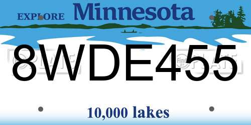 8WDE455 Minnesota License Plate
