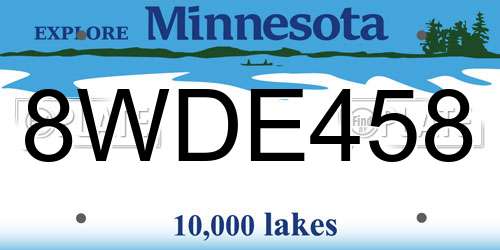 8WDE458 Minnesota License Plate