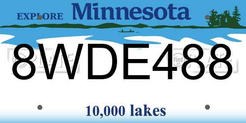 8WDE488 Minnesota License Plate