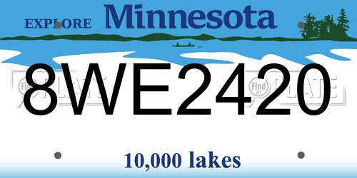8WE2420 Minnesota License Plate