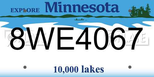 8WE4067 Minnesota License Plate