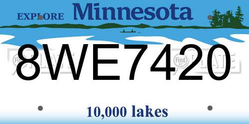8WE7420 Minnesota License Plate