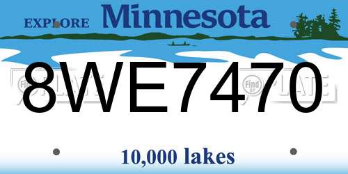 8WE7470 Minnesota License Plate
