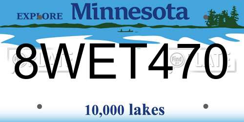 8WET470 Minnesota License Plate