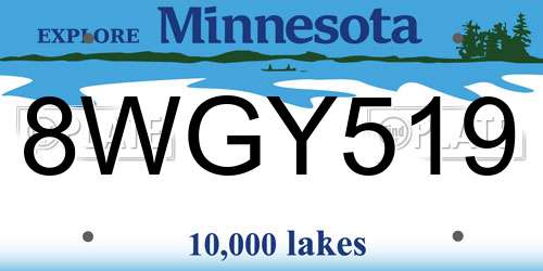 8WGY519 Minnesota License Plate