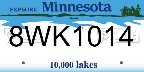 8WK1014 Minnesota License Plate