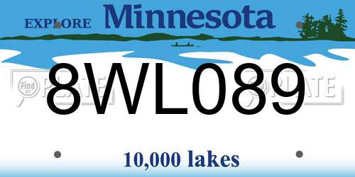 8WL089 Minnesota License Plate