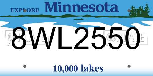 8WL2550 Minnesota License Plate