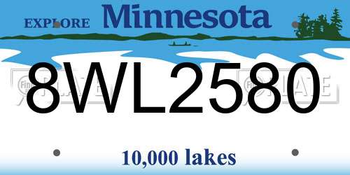 8WL2580 Minnesota License Plate