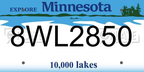 8WL2850 Minnesota License Plate
