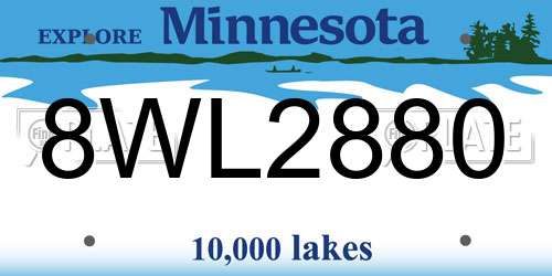 8WL2880 Minnesota License Plate