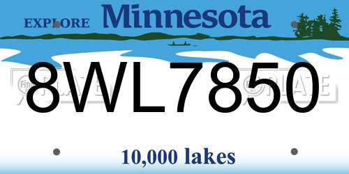 8WL7850 Minnesota License Plate