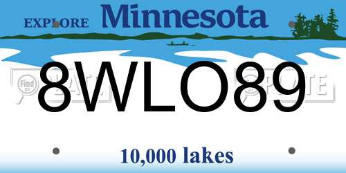 8WLO89 Minnesota License Plate