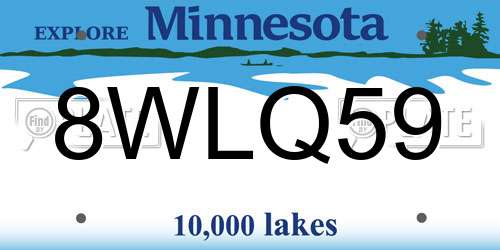 8WLQ59 Minnesota License Plate