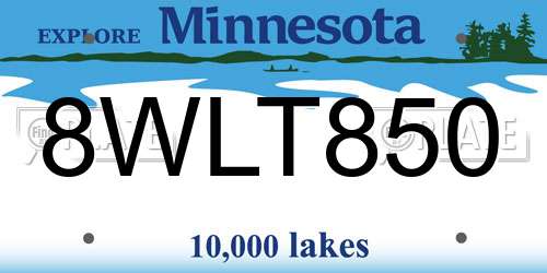 8WLT850 Minnesota License Plate