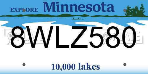 8WLZ580 Minnesota License Plate