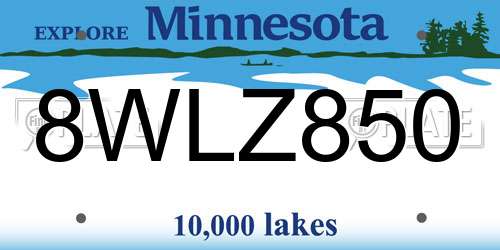 8WLZ850 Minnesota License Plate