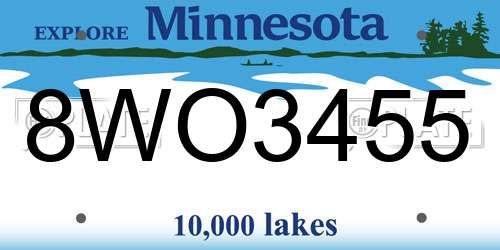 8WO3455 Minnesota License Plate