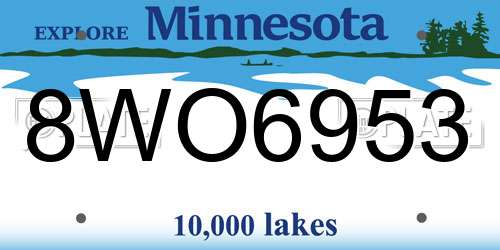 8WO6953 Minnesota License Plate