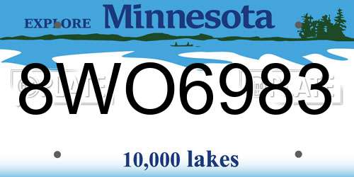 8WO6983 Minnesota License Plate
