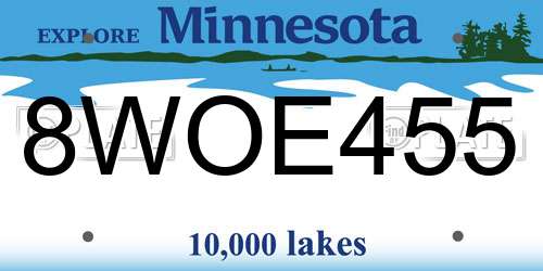 8WOE455 Minnesota License Plate