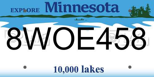 8WOE458 Minnesota License Plate