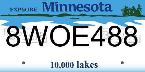 8WOE488 Minnesota License Plate