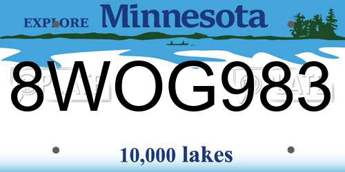 8WOG983 Minnesota License Plate