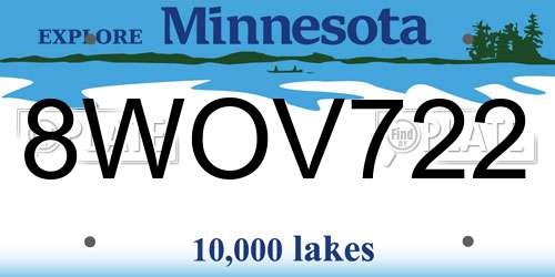 8WOV722 Minnesota License Plate